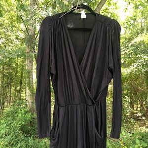 Loveapella Black Longsleeve V Neck Jumpsuit